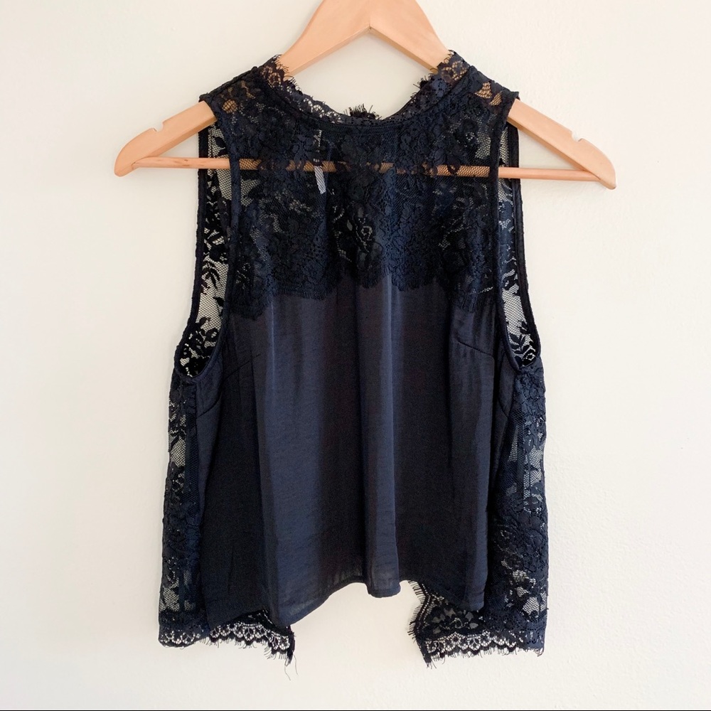 Free People High Neck Black Lace Top